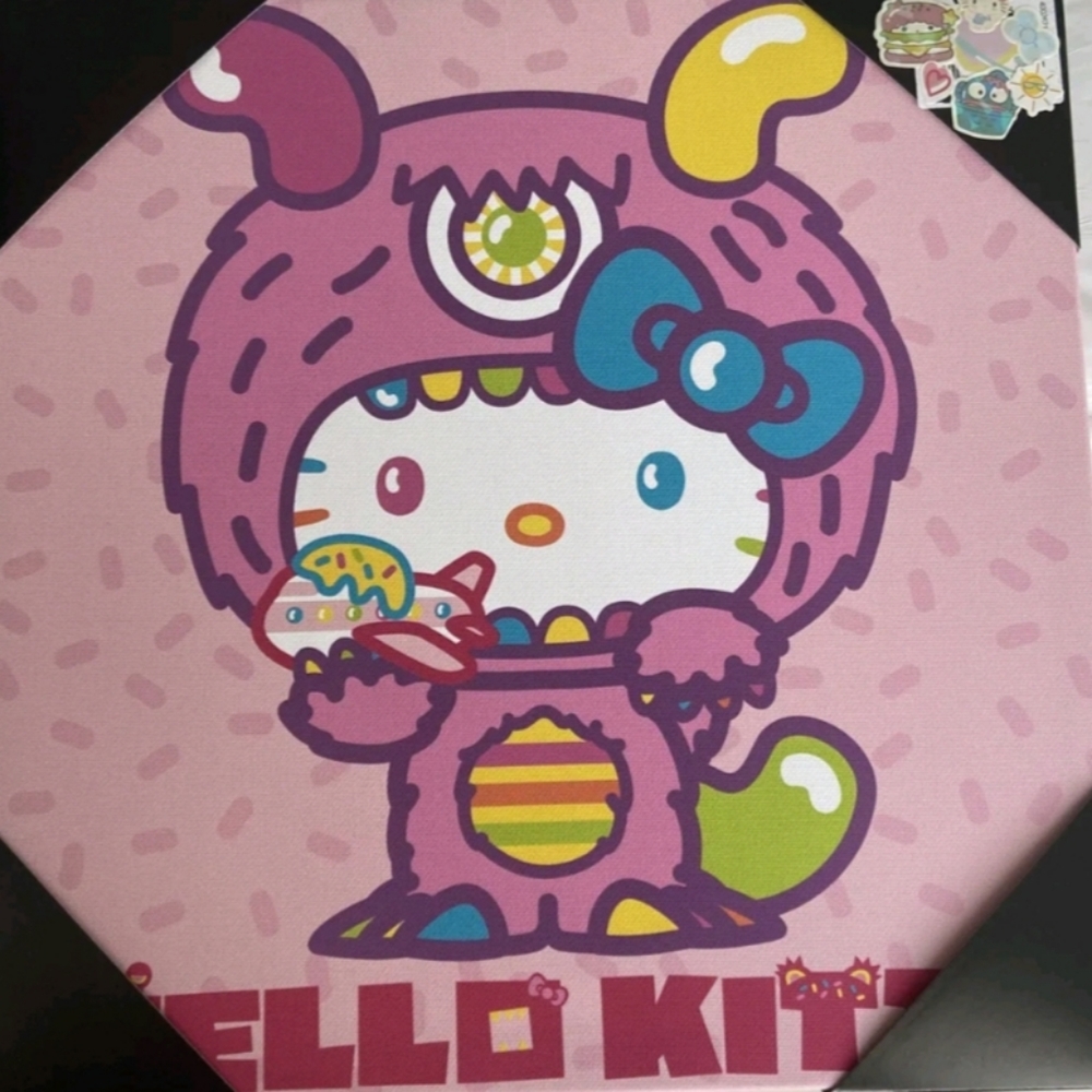 Hello Kitty Wall Art Sign 12 x 12 New 2023 Sanrio Candy Monster Pink Jelly Beans